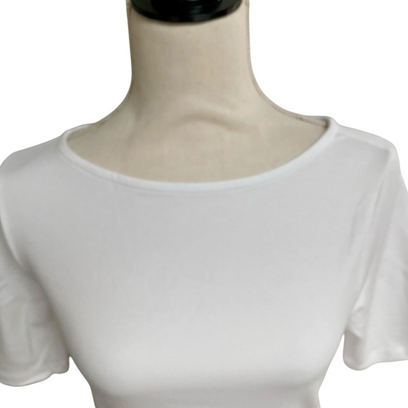 J.Crew Factory White Boatneck Tee Size S | Fair Trade Cotton Elbow Sleeve NWT - Picture 5 of 13